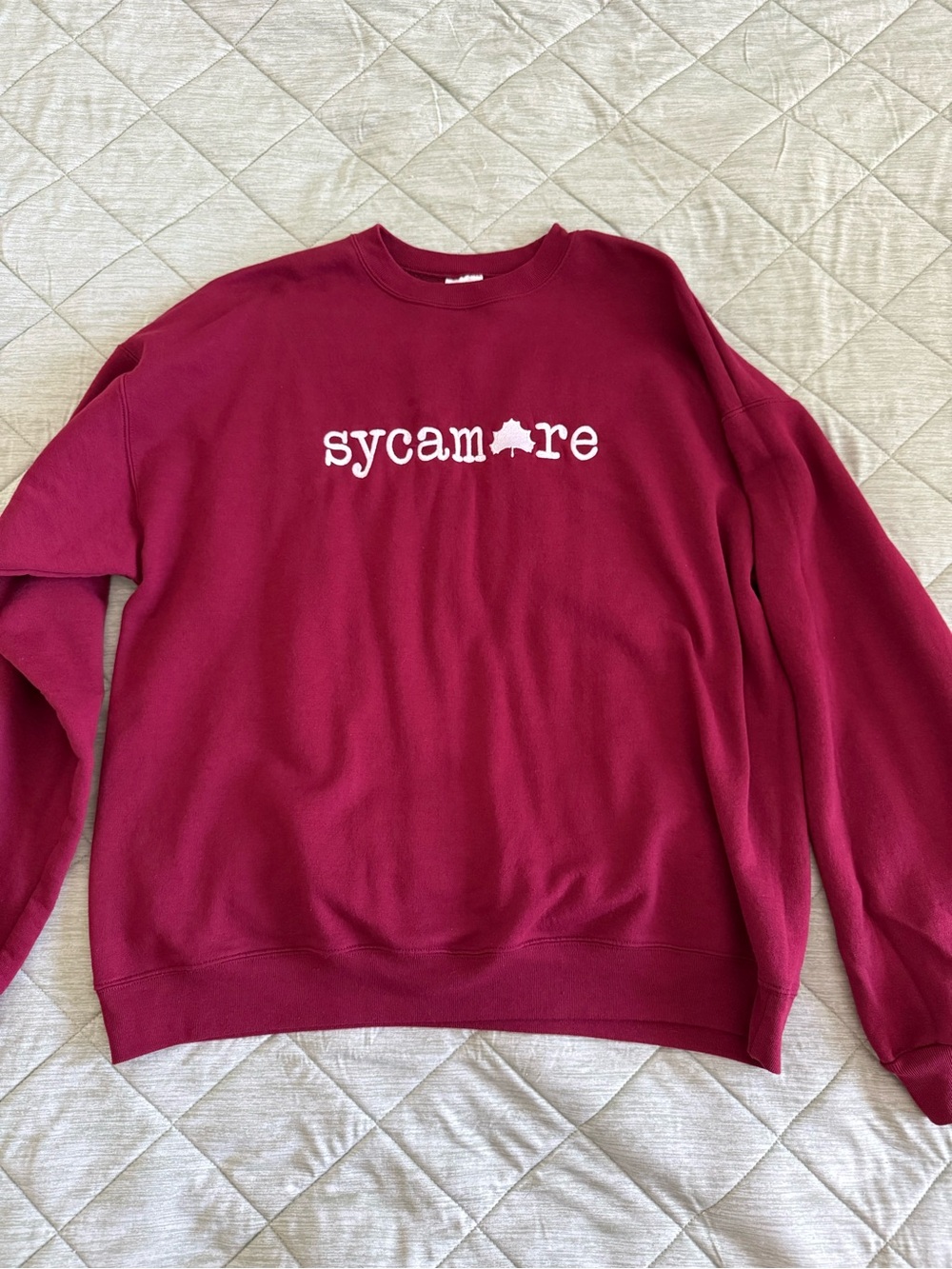Hanes Maroon Crewneck with White Sycamore Logo